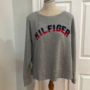 Tommy Hilfiger sweatshirt gray long sleeves lightweight women’s size L large vtg
